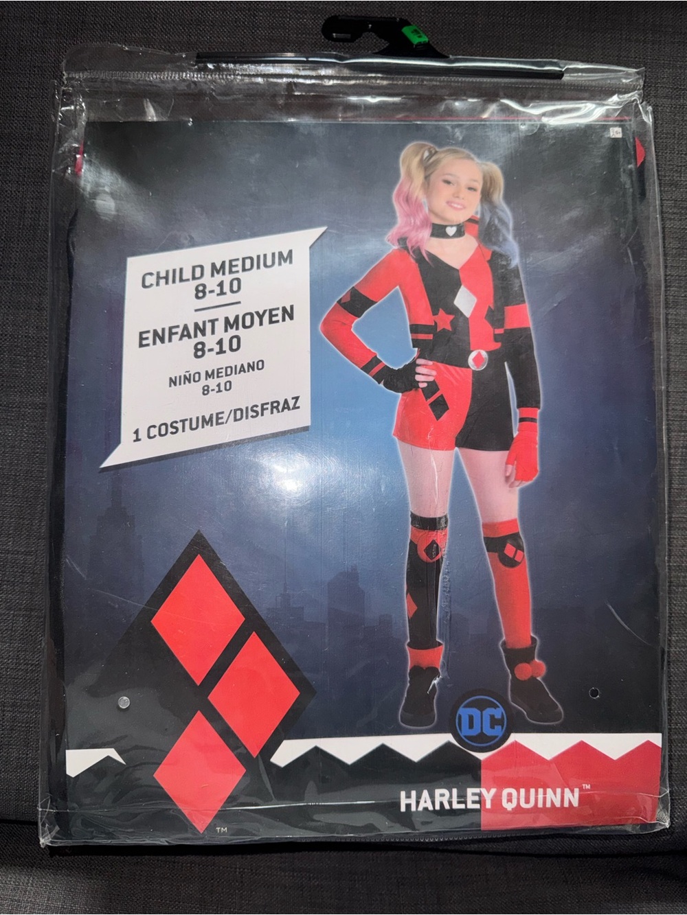 Harley Quinn Kids Costume - Red and Black (Child Medium 8-10)